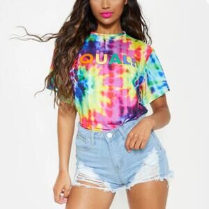 PrettyLittleThing UNISEX Multi Tie Dye Oversized T-shirt Size XL